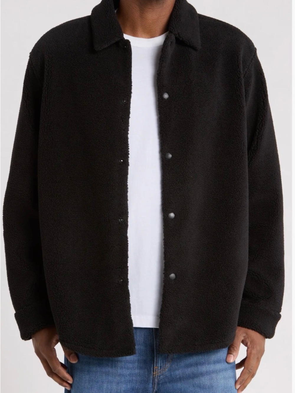 Hugo Boss Men Black Sherpa Button-Front Jacket